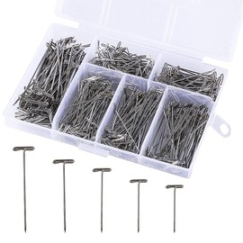 Pack of 450 Stainless Steel T-Pins Metal Wig Making Pins T Head Pins Sewing Marking Pins Push Pins Blocking Modelling Needles with Storage Box