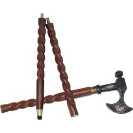 Zenia Creation Brass Axe Handle Copper Antique Head Black Wooden Walking Canes Foldable