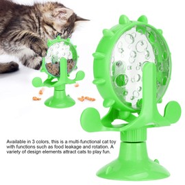 Pet Toy, Rotation Cat Puzzle Toy Food Leakage Pet Cat Leaking Toy Interactive Cat Toys Pet Toy, Ferris Wheel Food Dispensing Pet Slow Feeder Toy with Automatic 360° Turntable for Pet Trainer (Green)