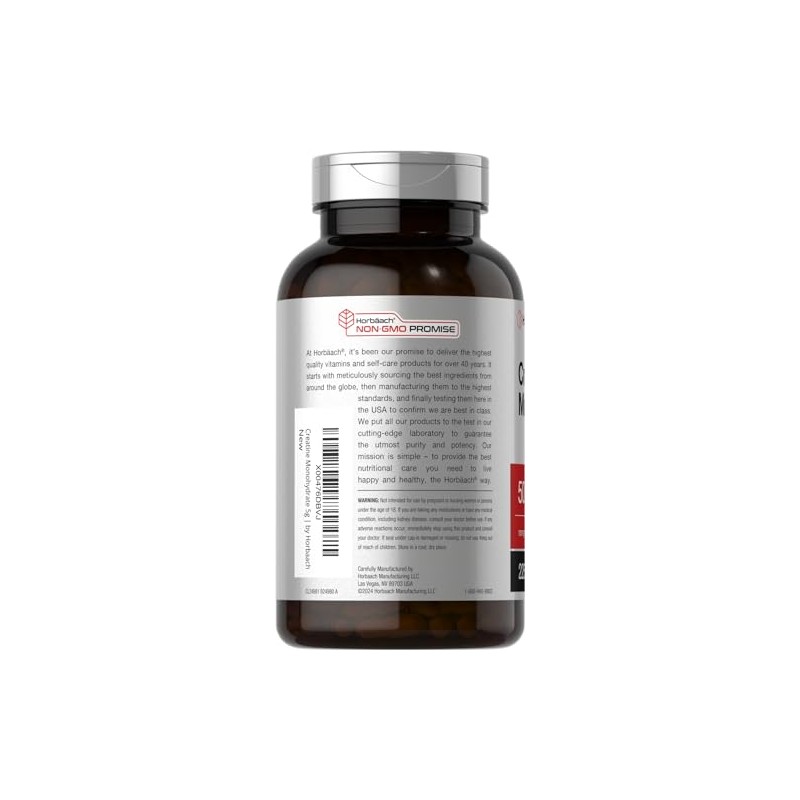 Horbäach Monohidrato de creatina | 5 g | 225 cápsulas