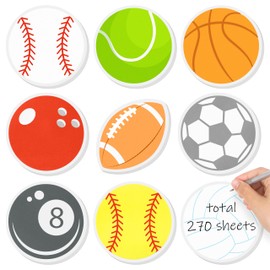 9 Pcs Sports Sticky Notes Colorful Soccer Basketball Baseball Self-Adhesive Writing Memo Pads Notepads Back to School Office Stationery Supplies Gifts for Sport Lovers Students Teachers, 270 Sheets