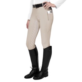 FitsT4 Sports Women's Full Seat Riding Tights Active Silicon Grip Horse Riding Tights Equestrian Breeches Apricot Size M