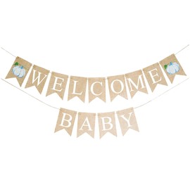 Swanky Party Box | Welcome Baby Blue Pumpkin Banner for Fall Baby Shower or Gender Reveal Party Decoration