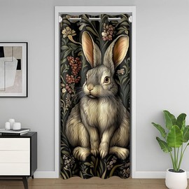 meiyoeat Rabbit Door Curtain for Doorway Privacy 34x80 Inch 1 Panel Kids Gothic Vintage Style Closet Door Cover Curtain Boys Girls Animal Floral Darkening Curtain Washable Room Decor Doorway Curtain