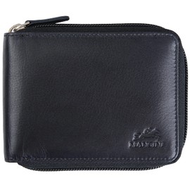 Mancini Bellagio Top Grain Leather RFID Secure Zippered Billfold with Removable Passcase,Black,2020159-bk,One_Size
