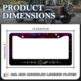 Galaxy License Plate Frame - 2PCS Outer Space Planet Aluminum Metal License Plate Holder, Rust-Proof Waterproof Car Decorative Tag Frames