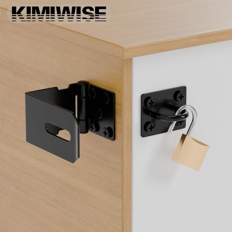 KIMIWISE 5 Inch Door Hasp Latch, 90° Right Angle Heavy