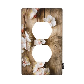 Pznen Cherry Blossom Branches Outlet Covers Cherry Wood Wall Plate Duplex 1-Gang Standard Plug Cover Home Decorative Office