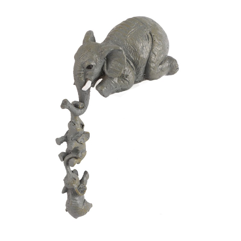 Cute Elephant Mother and Babies Figurines Hanging Statue Resin Animal
