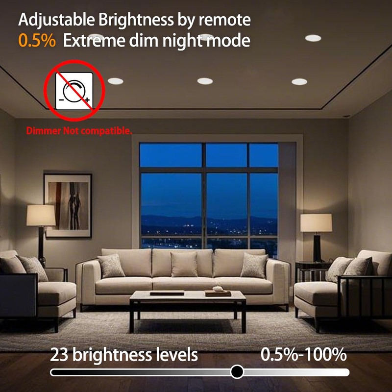 HEKEE LED Reccessed Downlights, Color Changing, 6 Inch, Recessed Ceiling