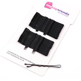 Mytoptrendz® Large Kirby Hair Grips Bobby Pins Hairpins Classic Waved Metal Clips Slides Long 6.5cm-32pcs (Black- 6.5cm)