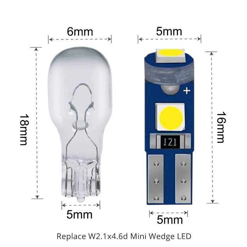 BlyilyB 10-Pack T5 37 74 LED Bulb With Twist Lock