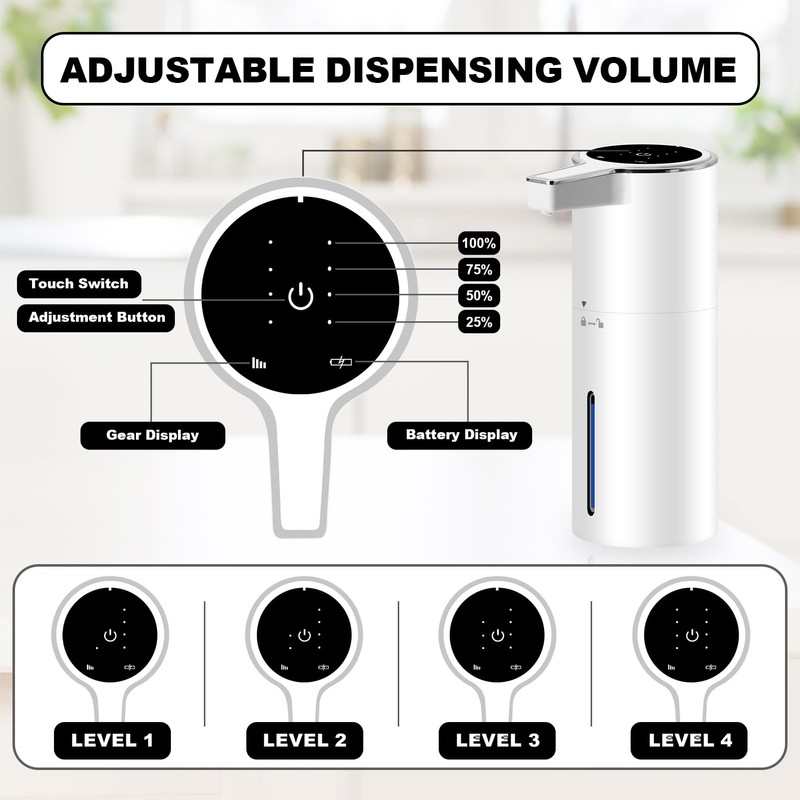 PINENUTS Automatic Soap Dispenser 13oz. Wall Mount Touchless 4 Gear