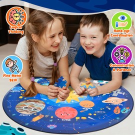 Funblitz Puzzle Planets Round Children, Jigsaw Puzzle from 3-8 Years for Boys Girls Puzzle Space Toy from 3-8 Years Boys Children's Puzzle Solar System Funny Gifts for Children Floor Puzzle