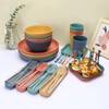 48Pcs Wheat Straw Dinnerware Sets, Unbreakable Plastic Plates and Bowls