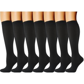 Compression Socks for Men & Women Circulation (7 Pairs) 15-20 mmHg is Best Support for Athletic, Medical, Running, Hiking