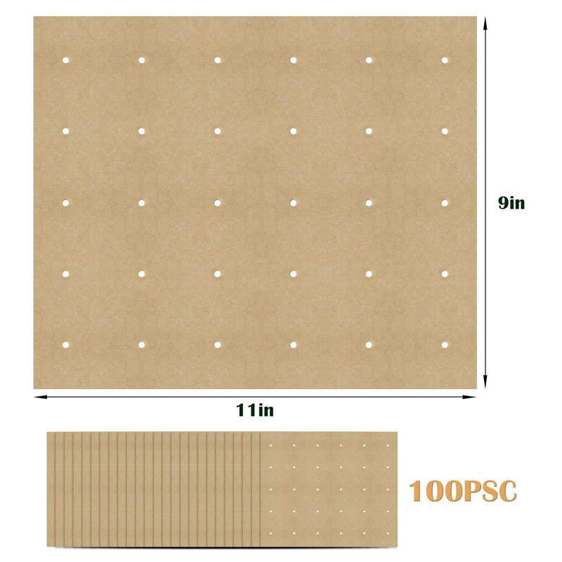 100 PCS Unbleached Parchment Paper, Perforated Square Liners for Cuisinart,