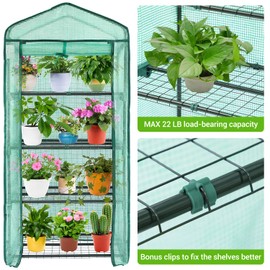 Ohuhu Mini Greenhouse for Indoor Outdoor, Small Plastic Plant Green House 4-Tier Rack Stand Portable Greenhouses with Durable PE Cover for Seedling, 2.5x1.6x5.2 FT, Ideal Gardening Gifts for Women Men