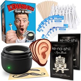 Kenashii Kit de depilación de orejas y nariz, juego de calentador de cera, 3.53 onzas de cera, 24 aplicadores profesionales, no requiere microondas, e