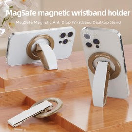 RESPECTED BRO Magnetic-Phone-Grip-Stand, Magnetic Phone Ring Holder Kickstand with Silicone Finger Strap, Compatibility for iPhones, Androids, and More (White)