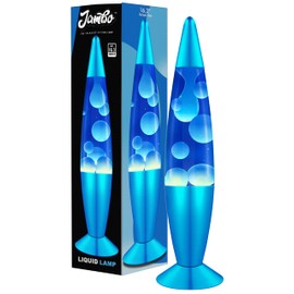 JAMBO 16" Beautiful Lamp- Blue with White/Blue Wax, Relaxing Liquid Light, Night Light Nightlight, Home Decor Living Room Office Bedroom Lamp for Adults Teens Kids, Magma Motion
