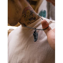 U7 Men Cool Sport Jewelry Stainless Steel Black Plated Running Shoe Pendant Necklace for Men