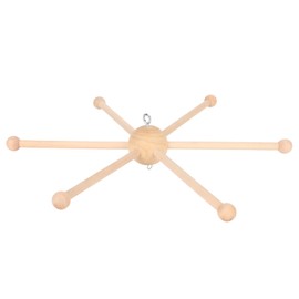 Wooden Mobile Frame Kit, Wooden Frame Baby Crib Hanger Spherical Six Legs Baby Wooden Mobile Hanger for Wind Chime Bed Toy Decoration