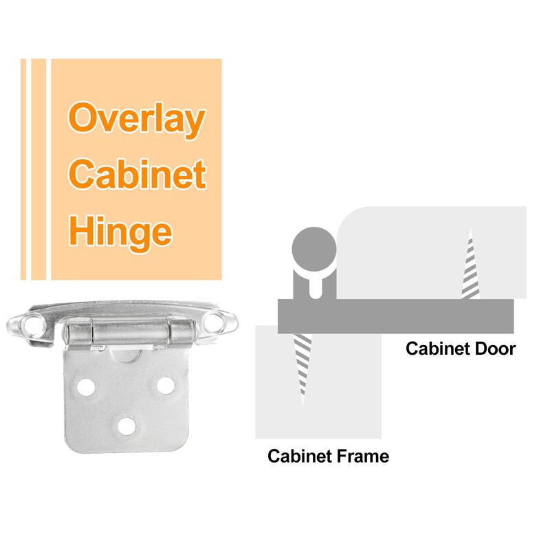 sourcing map 1/2 Inch Overlay Cabinet Hinges, 6 Pcs Self