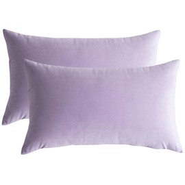 Lutanky Velvet Cushion Covers (Pack of 2) Lovely Rectangle Throw Pillow Cases Soft Solid Decorative Pillow Covers for Sofa Bedroom Car 12x20 Inch 30 x 50 cm (taro purple, 2 Pieces)