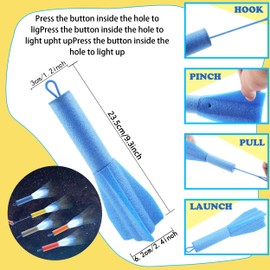 Cagemoga 16 Packs Slingshot Finger Rockets LED Foam Rocket Launchers Light Up Flying Rocket Launcher Toys for Birthday Party Favors Kids Indoor and Outdoor Game Activities