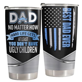 34HD Funny Gifts for Dad, Dad Tumbler with Lid 20 oz Stainless Steel, Funny Dad Gifts from Daughter Son, Husband Gifts from Wife, Birthday Gifts for Men, New Dad Gifts