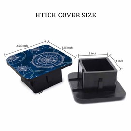 Beabes Trailer Hitch Covers Compass, World Map Nautical Wind Rose Compass Rope Knots Anti-Loss Hitch Cover Fits 2" Hitch Receivers for Trucks, Tough Receiver Tube Hitch Cover Plug for Cars, Blue