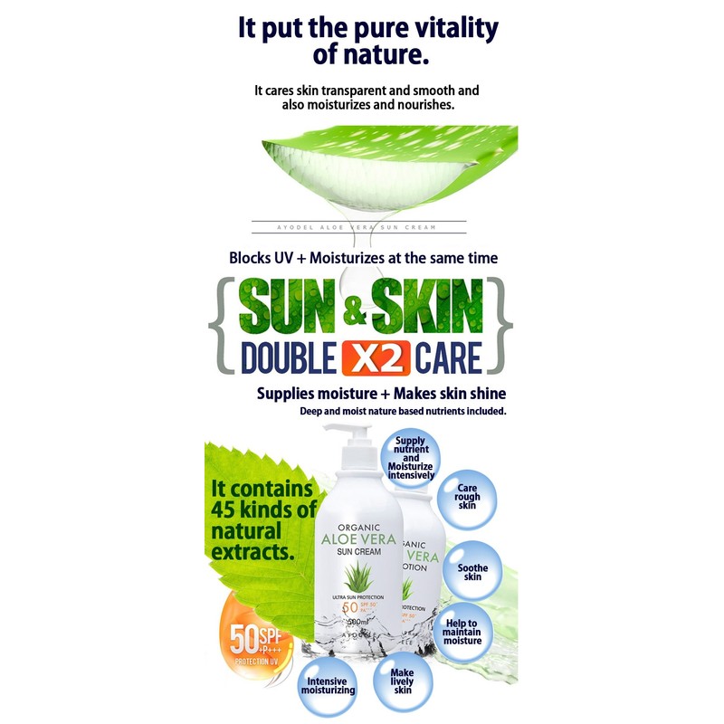 Ayodele Aloe Vera SPF50+ PA+++ Body and Face Sunscreen 16.9