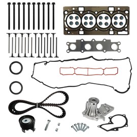 1.6L Cylinder Head Gasket Set with Head Bolt Kit Timing Belt kit Water Pump for Ford Escape Titanium Fiesta Fusion Transit Connect Titanium XL XLT 2013-2019 1.6L ES72797 HS55062 BM5Z6505B BM5Z6507B