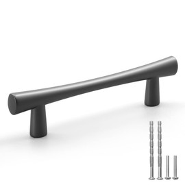 YAGU 10 Pack Dark Gray Cabinet Pulls, 3-3/4 Inch (96mm) Hole Center Kitchen Drawer Handles Black Nickel Furniture Hardware for Dresser Wardrobe Closet Cupboard