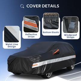 Holthly 10 Layers SUV Car Cover Custom Fit for Jeep Compass (2007-2024) Waterproof All Weather for Automobiles, Outdoor Full Cover Sun UV Rain Protection with Cotton.Black