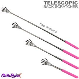 OntaRyon Telescopic Back Scratcher, Novelty Gift for Men and Women, Stainless Steel Extendable Body Massage Tool, Small Stocking Filler, Unusual and Funny Massager, Back Scratcher