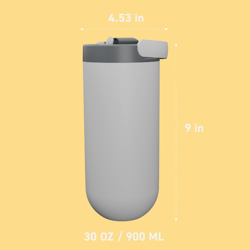 Asobu Orbit 30oz/900ml Water Bottle, Sleek Insulated Bottle with Pop-Up