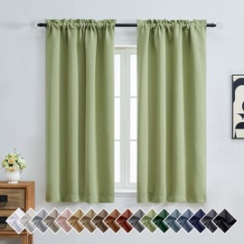 OVZME Sage Green Blackout Curtains for Bedroom 63 Inches Long 2 Panels, Thermal Insulated Room Darkening Curtains for Living Room, Dual Rod Pocket Blackout Drapes, 2x40Wx63L Inches