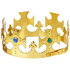 Plastic Jeweled King's Crown (gold) Party Accessory  (1 count) (1/Pkg)