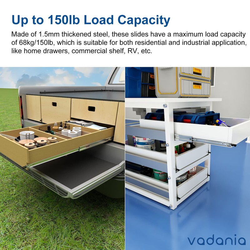 VADANIA 40" Heavy Duty Drawer Slide with Lock #VD1551, 150lb