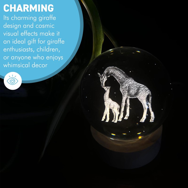Thorness 3D Crystal Ball Night Light USB Lamp with Giraffe