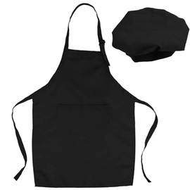 Chef Aprons, Black Apron for Men Women，Granmagazz Apron with Pockets, Kids Apron Children's Chef Apron for Cooking Baking Painting (S)
