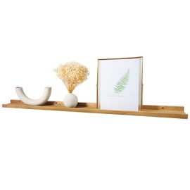 Long Floating Shelf 48 Inch Natural Wood Shelves, Rustic Display Books Picture Ledge Shelf for Wall Mounted, Natural Solid Oak Wood Shelf, Easy to Install, Natural Color, 48 *4 *1.5 (1 Pack)