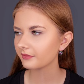 Nobel Women's Silver Earrings, Crystals, with French Hook, Silver, Crystal