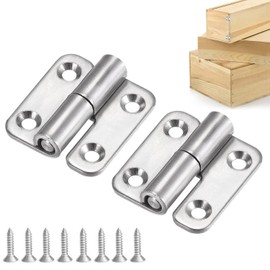 Lift-off Hinges (2 Pieces) Hinge, Elevating Hinge, Hardware Door Hinge, Stainless Steel Hinge, Left Removable, Door Hardware, Furniture Repair Hardware, Screws Included, 1.5 x 0.9 inches (37 x 22 mm)