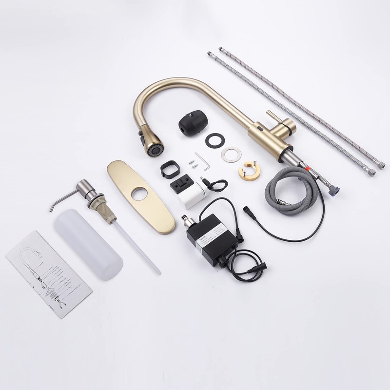 Gold Touchless Kitchen Faucet with Motion Sensor, Pull Down Sprayer