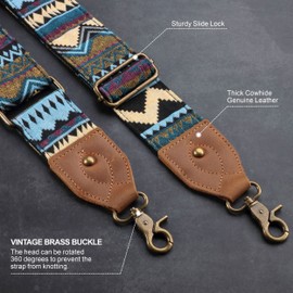 Bag Strap 5.08 cm Wide Cowhide Leather Adjustable Replacement Cross-body Bag Strap with Multiple Patterns for Handbags, Cross-body Bags, Shoulder Bags