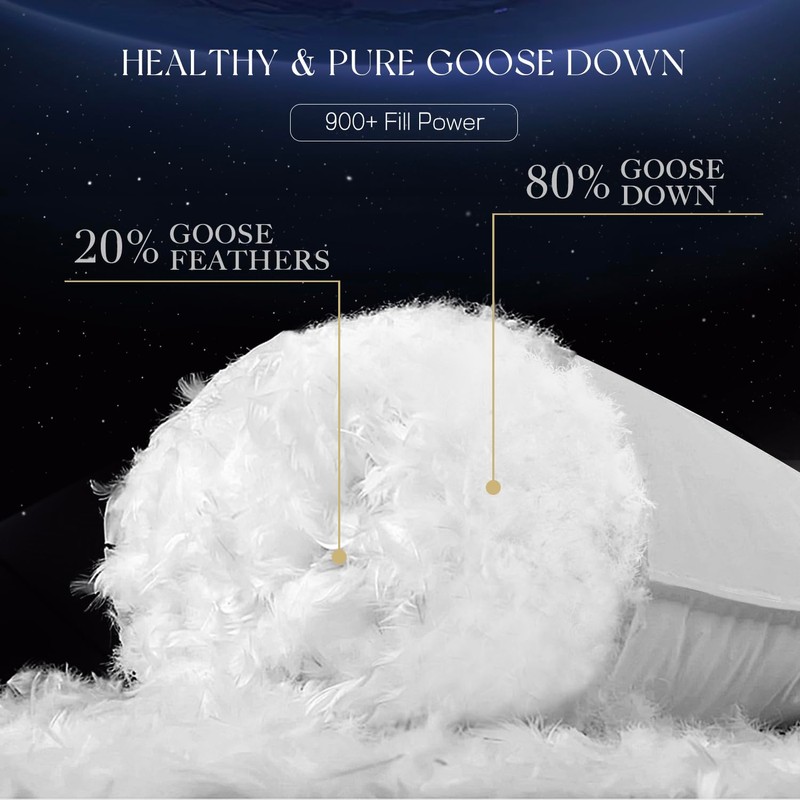 Acnalboma Luxury Goose Down Pillow Queen, Hotel Quality Bed Pillows
