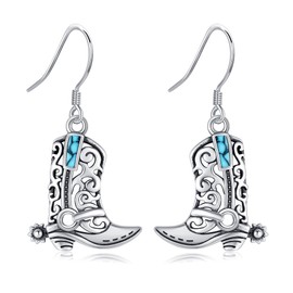 DAYLINLOVE Cowgirl Earrings S925 Sterling Silver Western Earrings for Women Turquoise Boots Earrings Country Jewelry Gifts for Cowgirl Cowboy